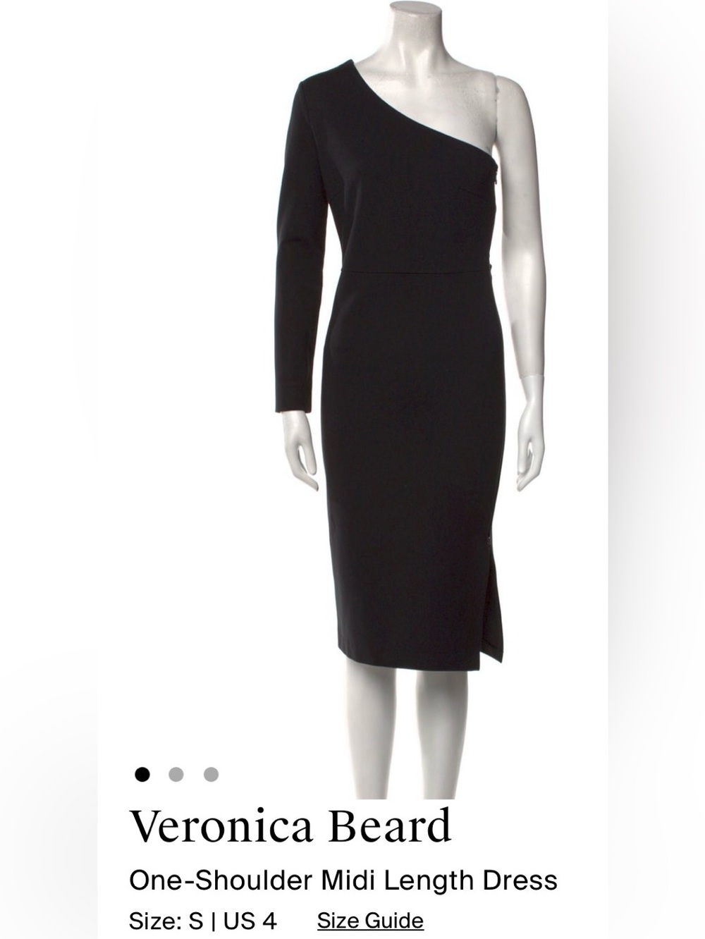 Veronica Beard Asymmetric One-Shoulder Black Midi Dress